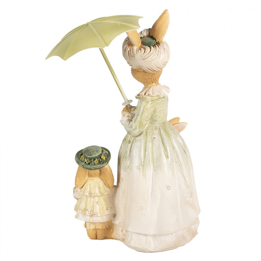 Påskdekoration Kanin 21 Cm Brun Grön Polyresin