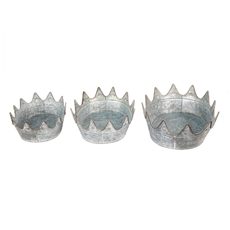 Skjuler Urtepotte Crown 3-pack Grå metal urtepotte